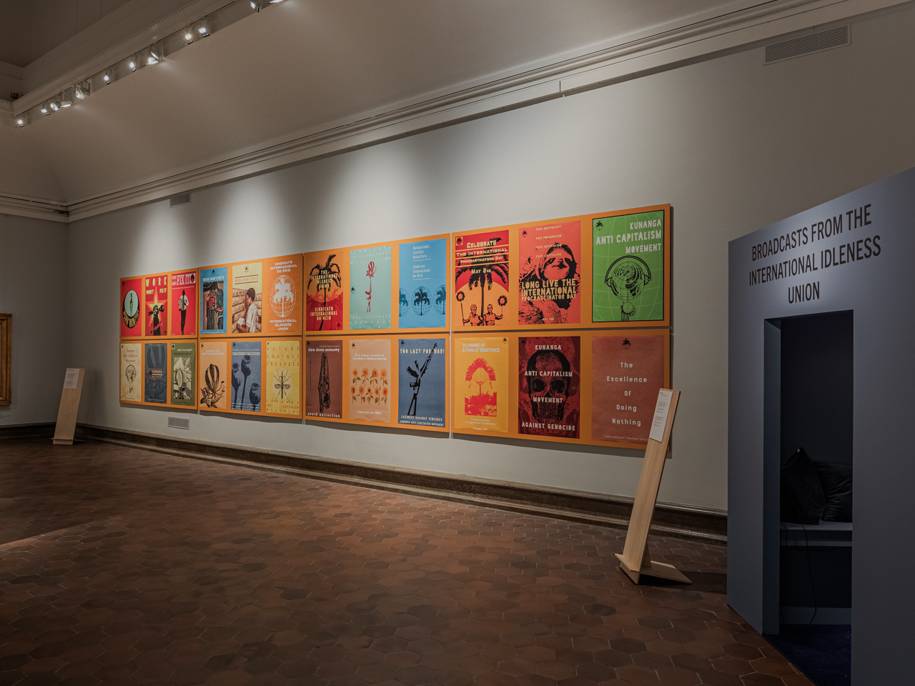 Installation with posters mounted on wall