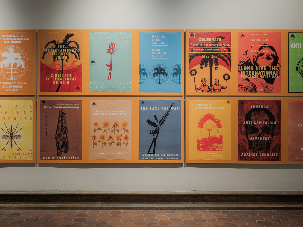 Installation with posters mounted on wall